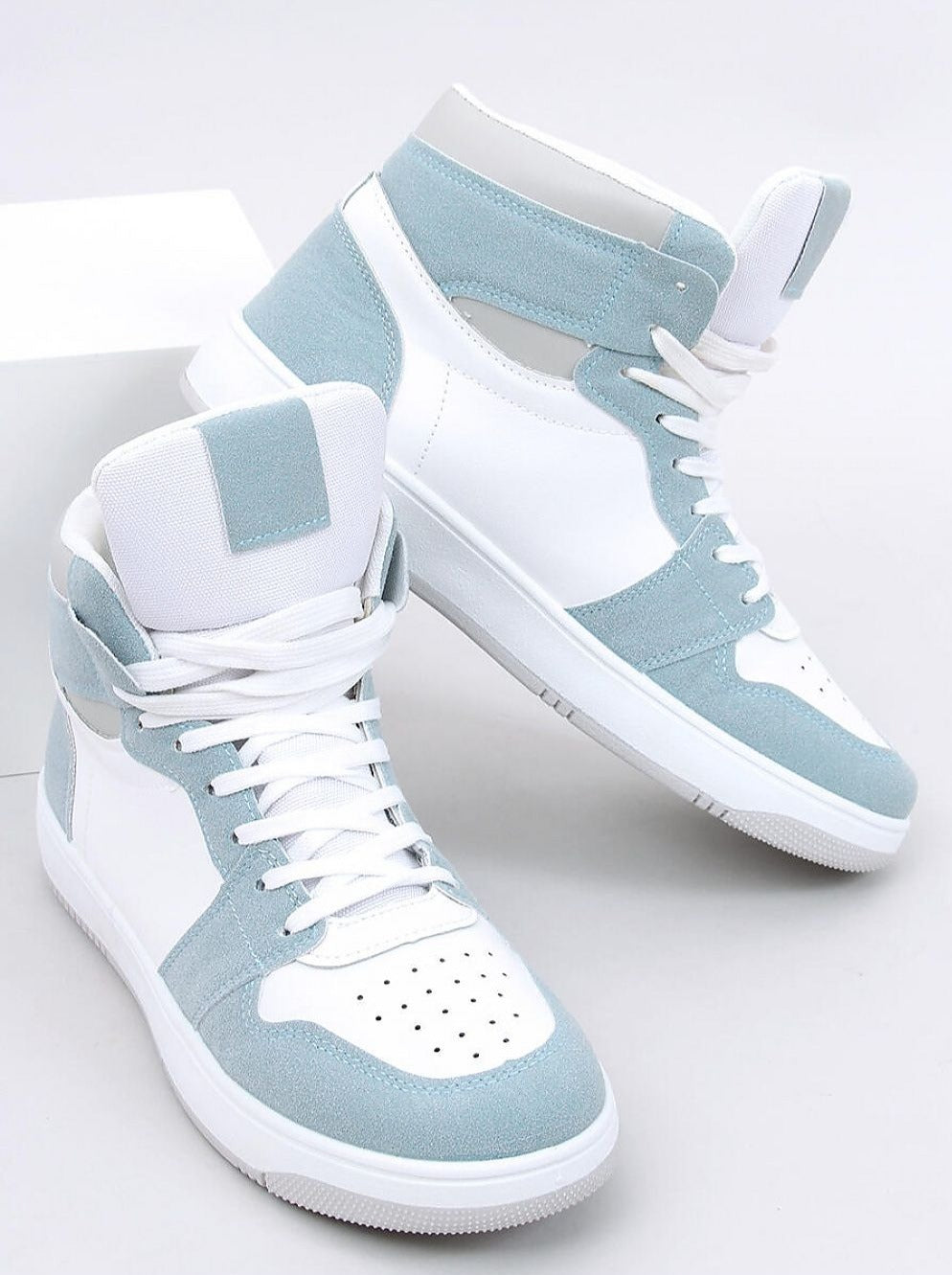 TEEK - Light Blue Grey Womens High-Top Sneakers SHOES TEEK MH 6  