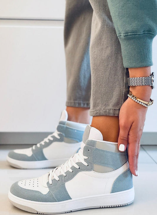 TEEK - Light Blue Grey Womens High-Top Sneakers