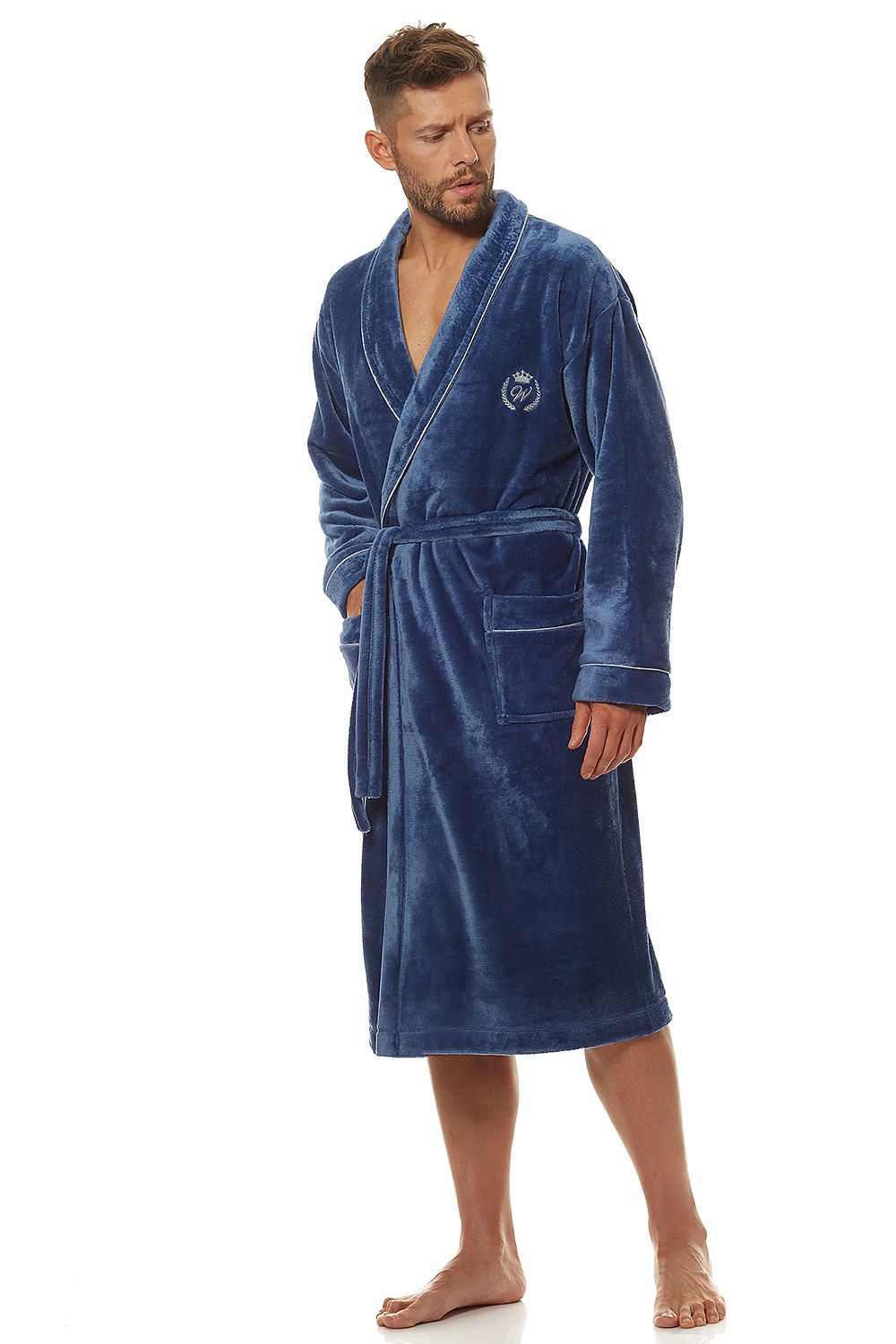 TEEK - Mens Royal W Crest Blue Bathrobe ROBE TEEK MH M  