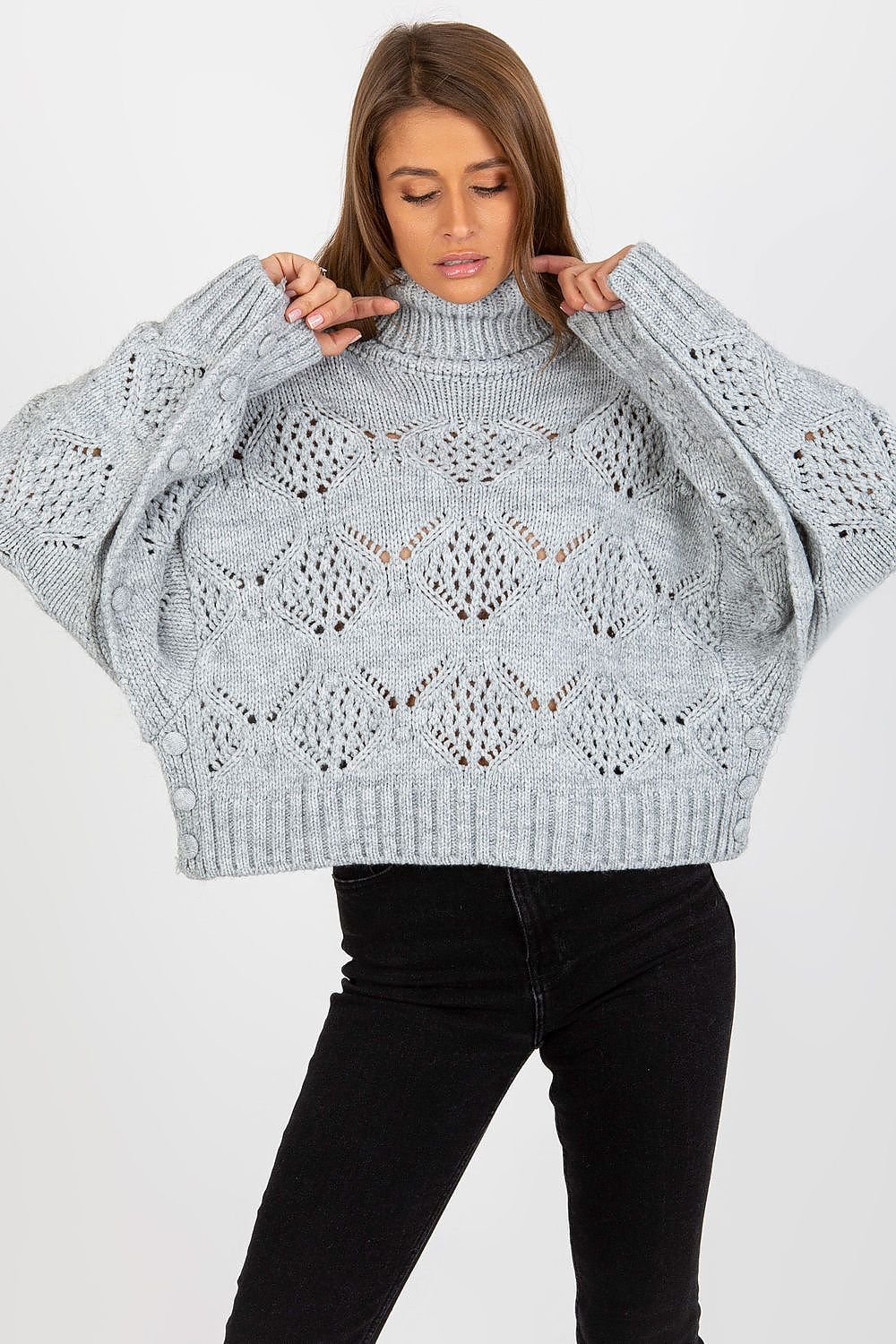 TEEK - Turtleneck Knitted Loose Sweater SWEATER TEEK MH grey One Size 