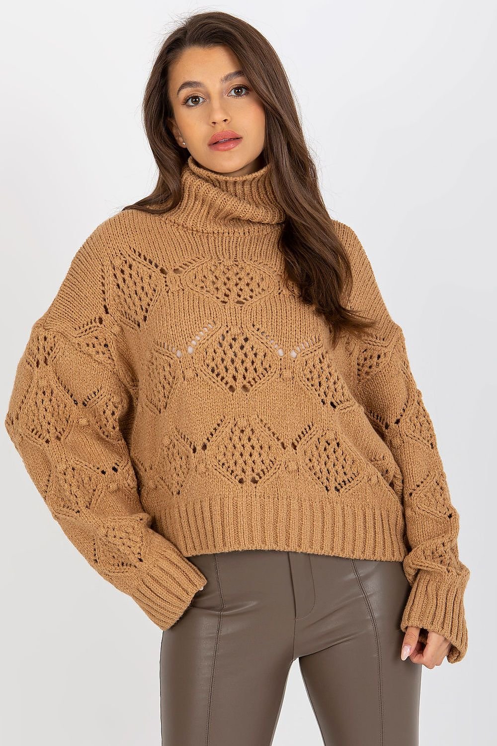 TEEK - Turtleneck Knitted Loose Sweater SWEATER TEEK MH brown One Size 