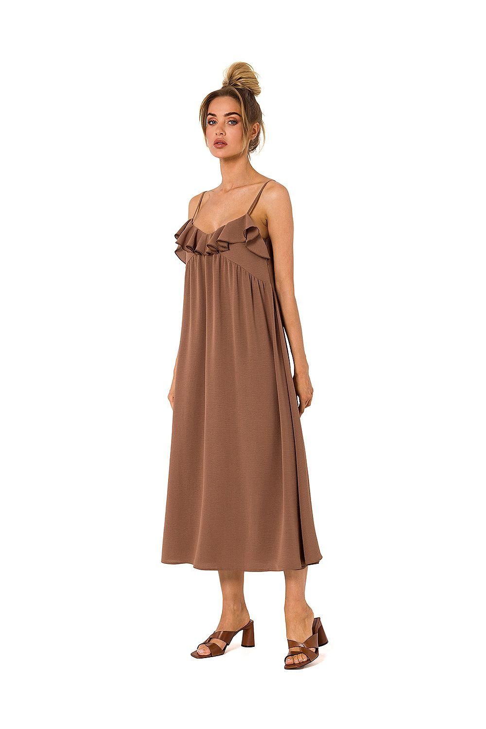 TEEK  Ruffled Top Long Tank Dress DRESS TEEK MH brown L 