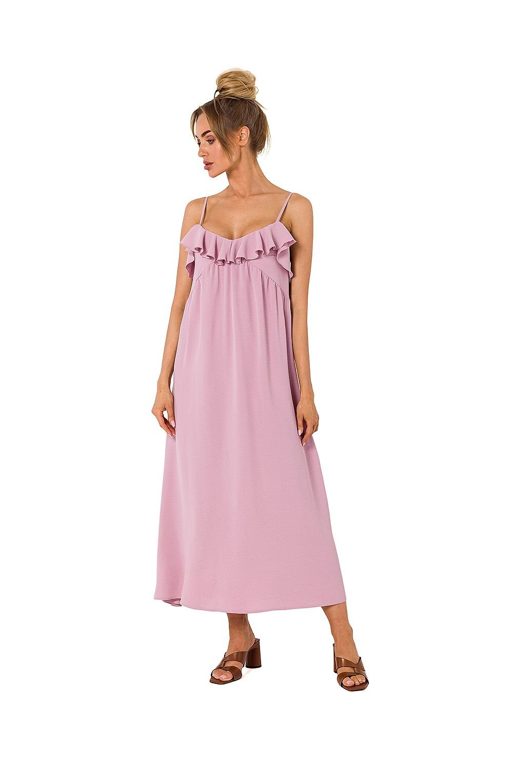TEEK  Ruffled Top Long Tank Dress DRESS TEEK MH pink L 