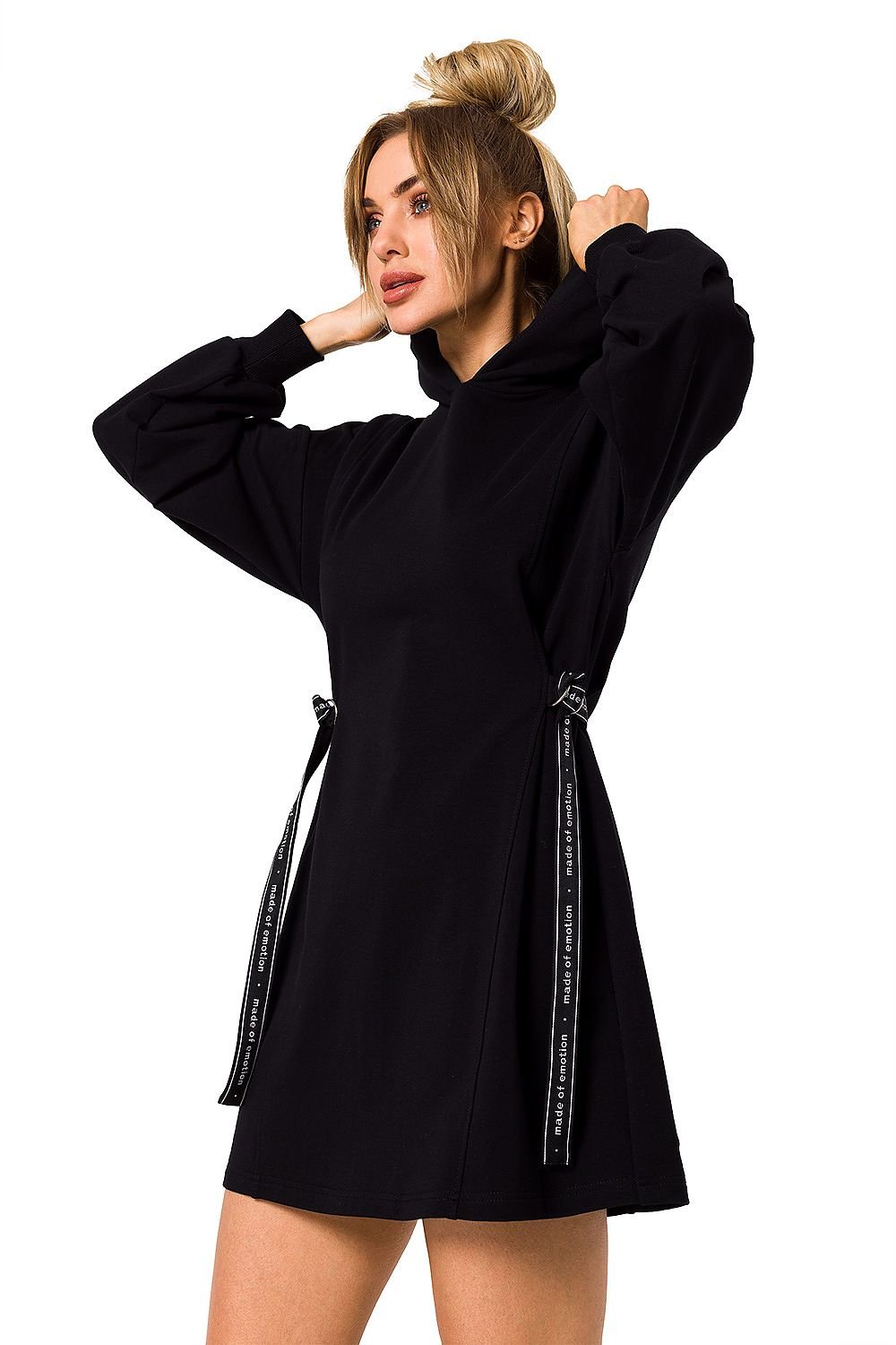 TEEK - Side Tied Sweatshirt Hoodie Dress DRESS TEEK MH black L 