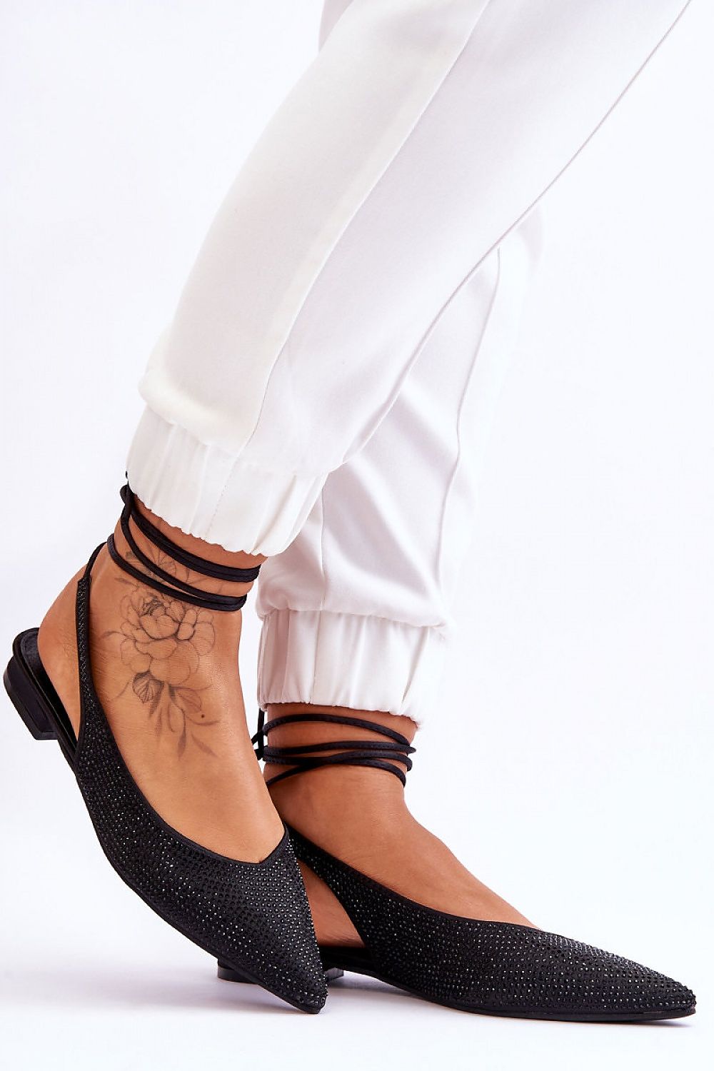 TEEK - Shimmery Textured Ballet Ankle Tie Flats SHOES TEEK Trend   