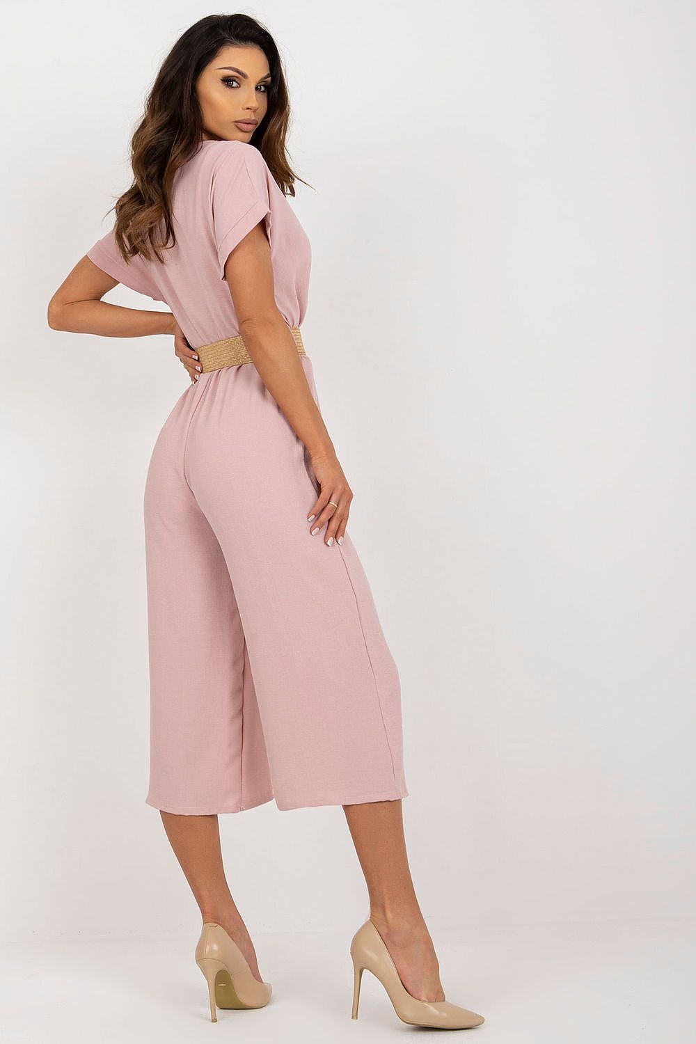 TEEK - V-Neck Cropped Belted Jumpsuit JUMPSUIT TEEK MH   