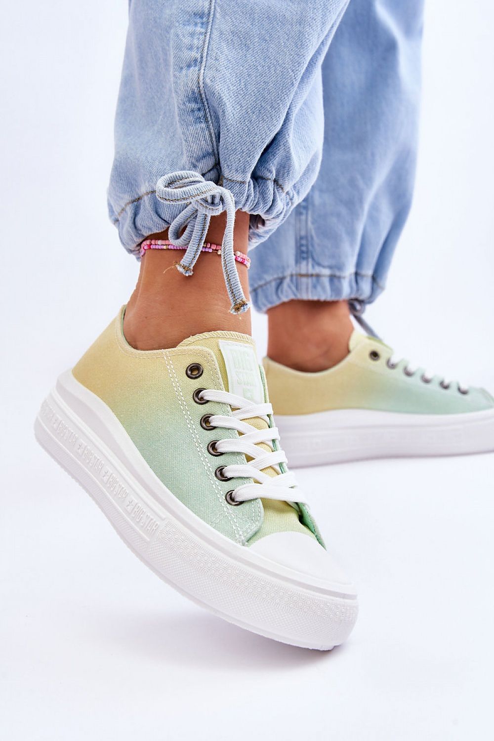 TEEK - Yellow Green Ombre Laced Platform Sneakers SHOES TEEK MH 6  