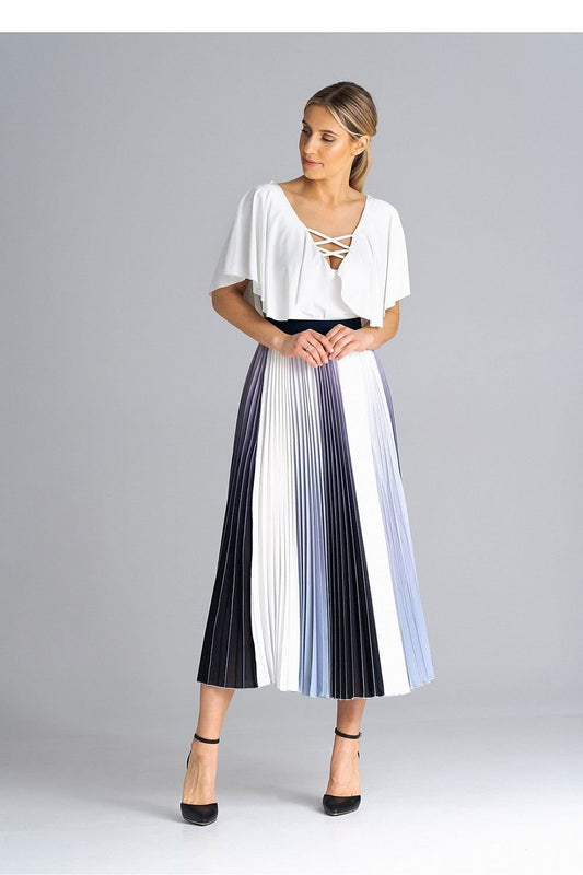 TEEK - Multicolor Down Stroke Stripe Pleated Skirt