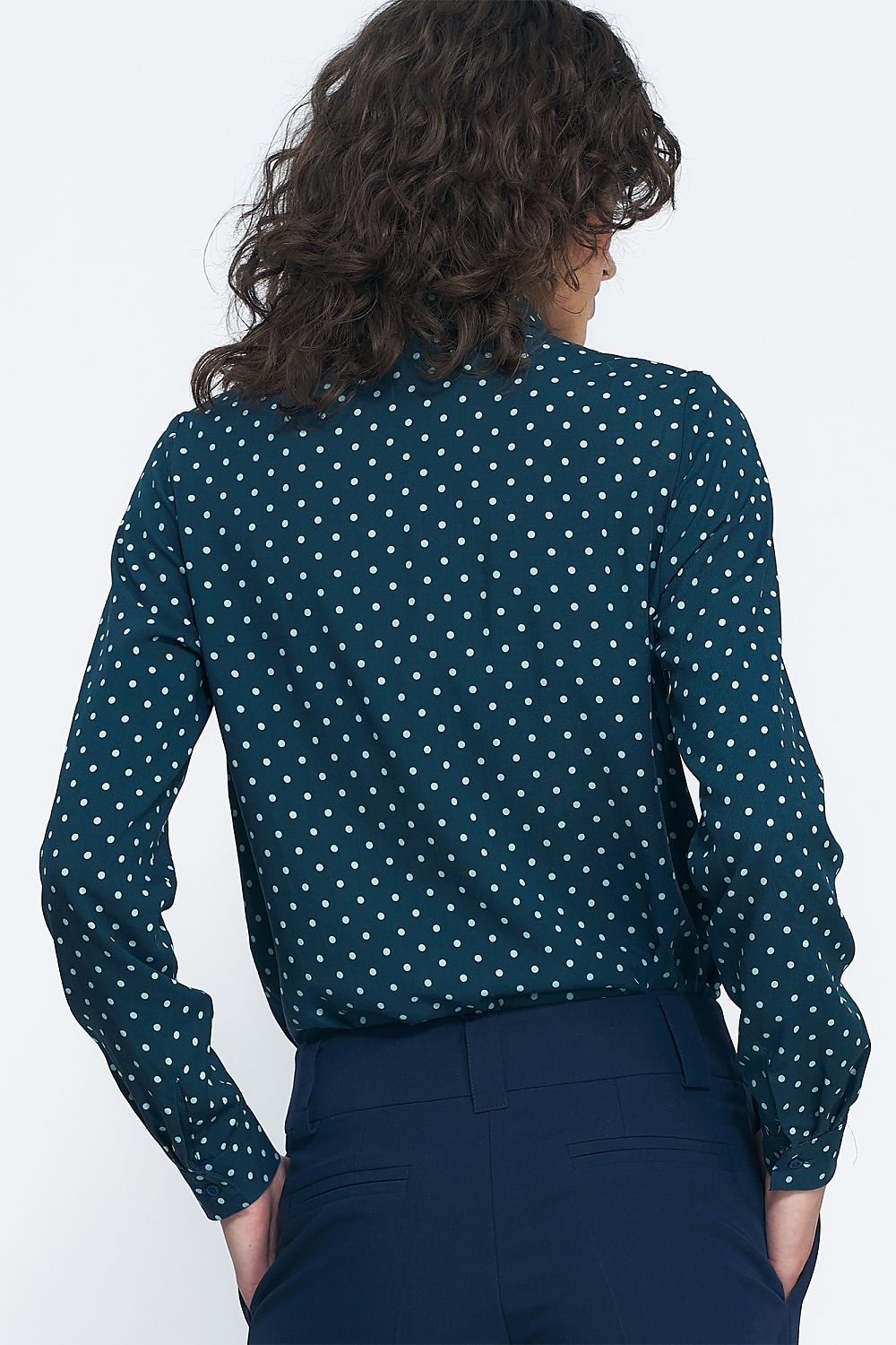 TEEK - Green Polka Dot Collared Buttoned Long Sleeve Shirt TOPS TEEK MH   