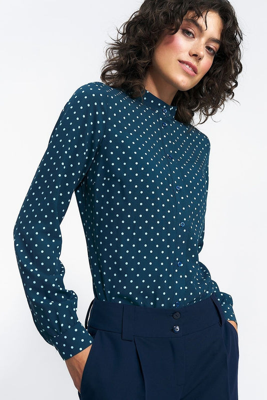 TEEK - Green Polka Button-Down Dot Long Sleeve Shirt