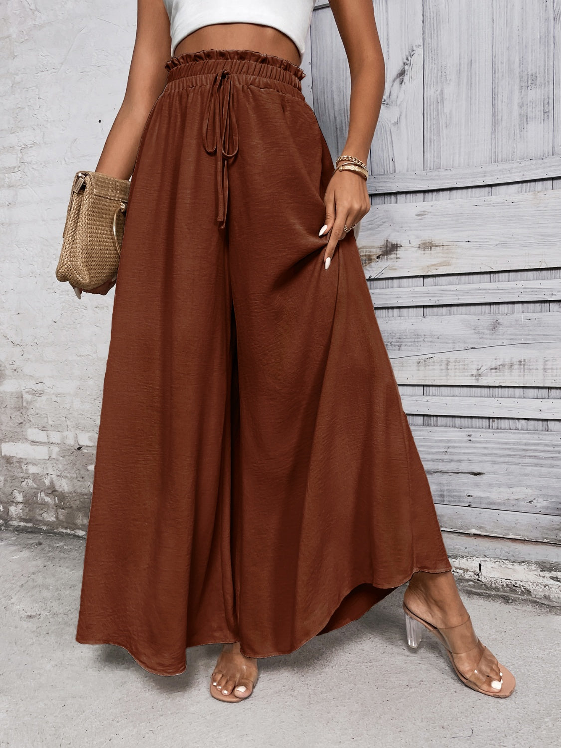 TEEK - Tied High Waist Wide Leg Pants PANTS TEEK Trend   