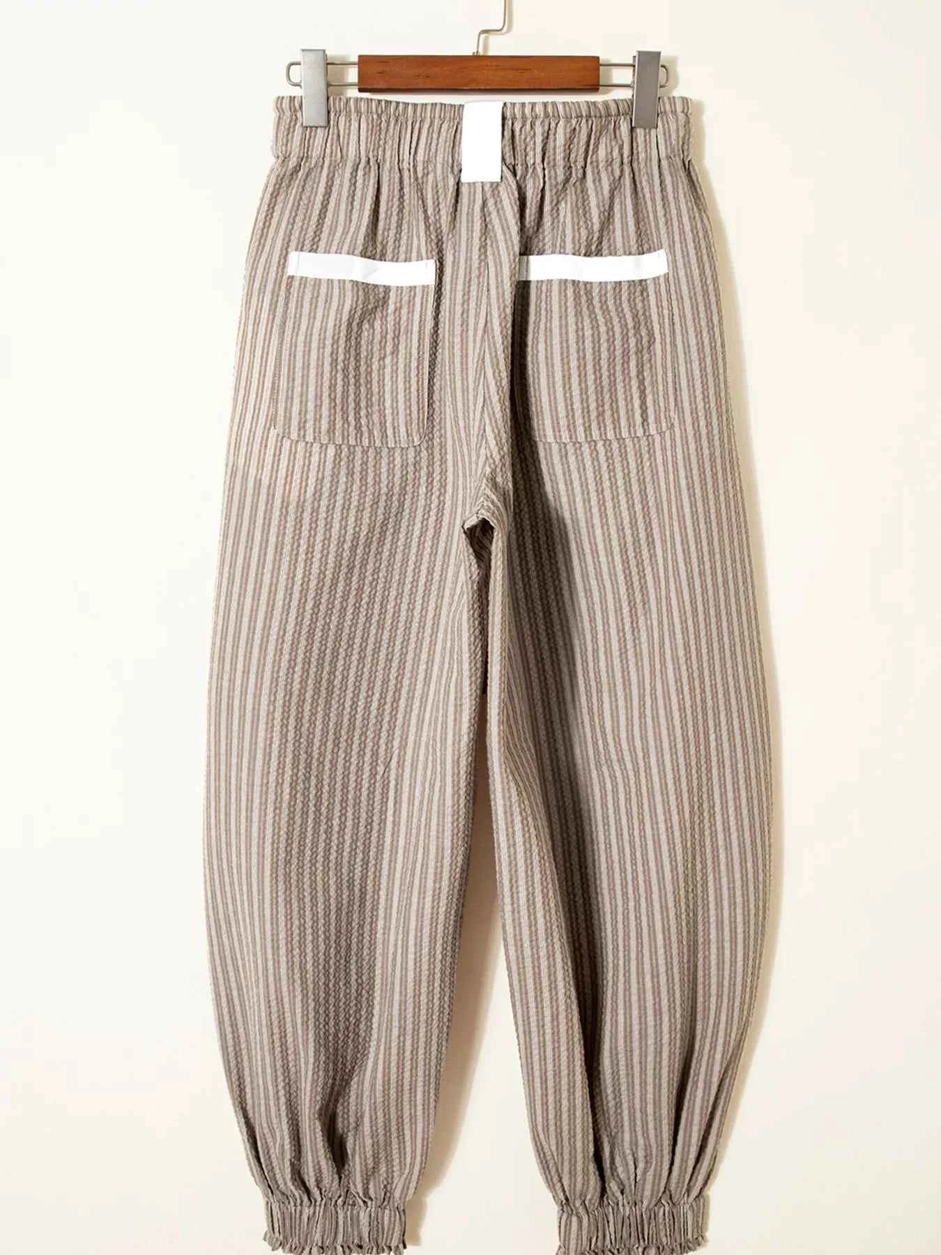 TEEK - Stripe Drawstring Cargo Jogger Pants with Pockets PANTS TEEK Trend