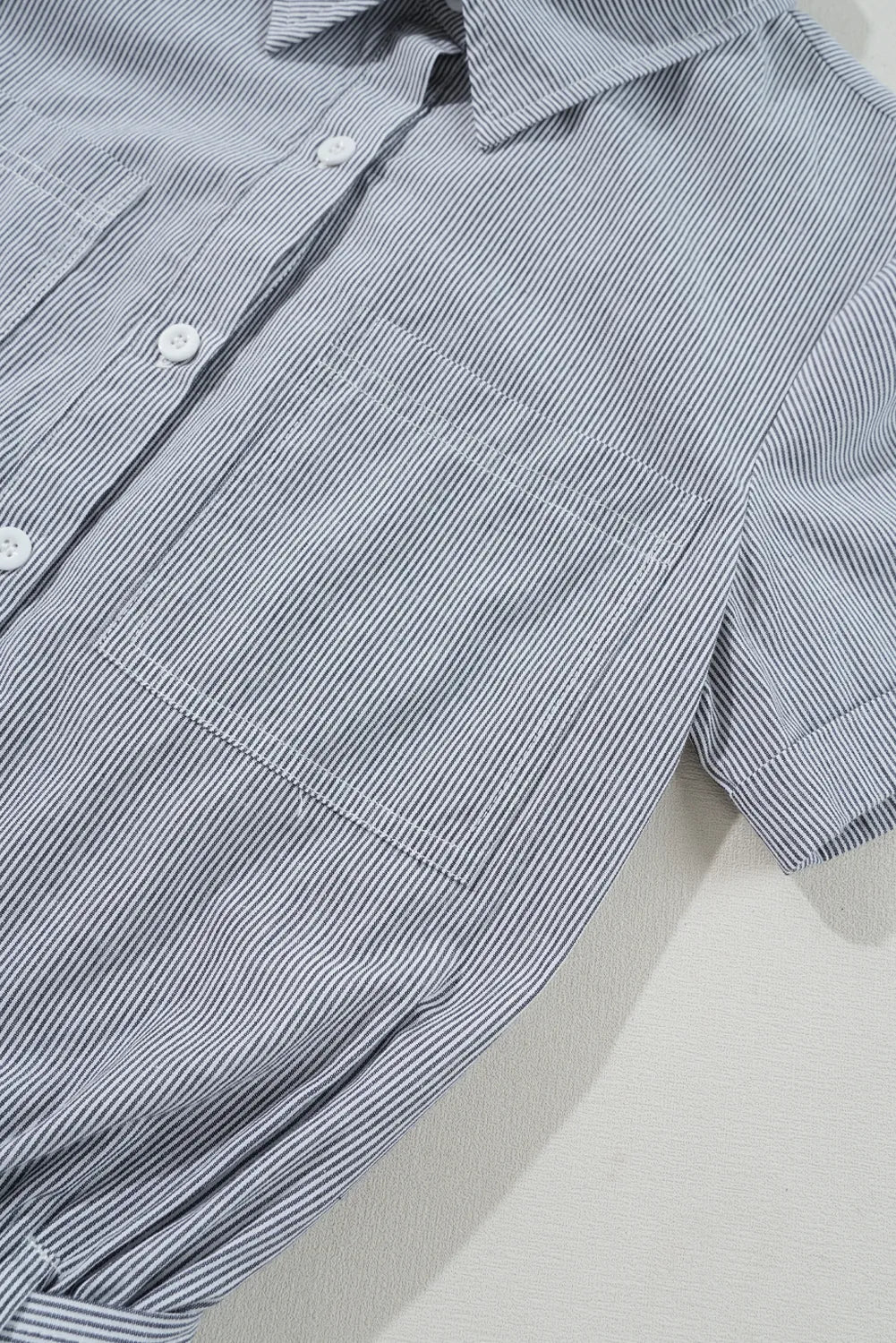 TEEK - Striped Chest Pockets Tie Waist Romper JUMPSUIT TEEK Trend