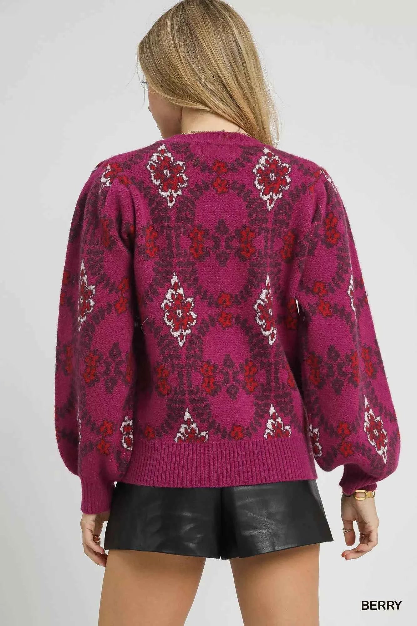 TEEK - Boho Patterned Long Sleeve Sweater TOPS TEEK Trend