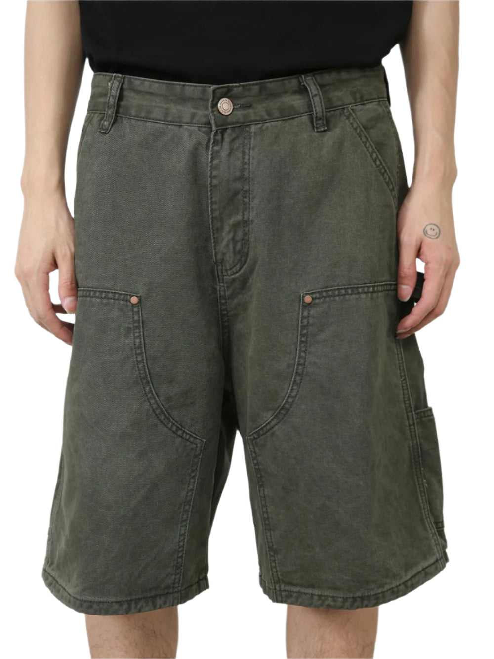 TEEK - Mens Mid Rise Denim Pocketed Shorts SHORTS TEEK Trend Black Forest S