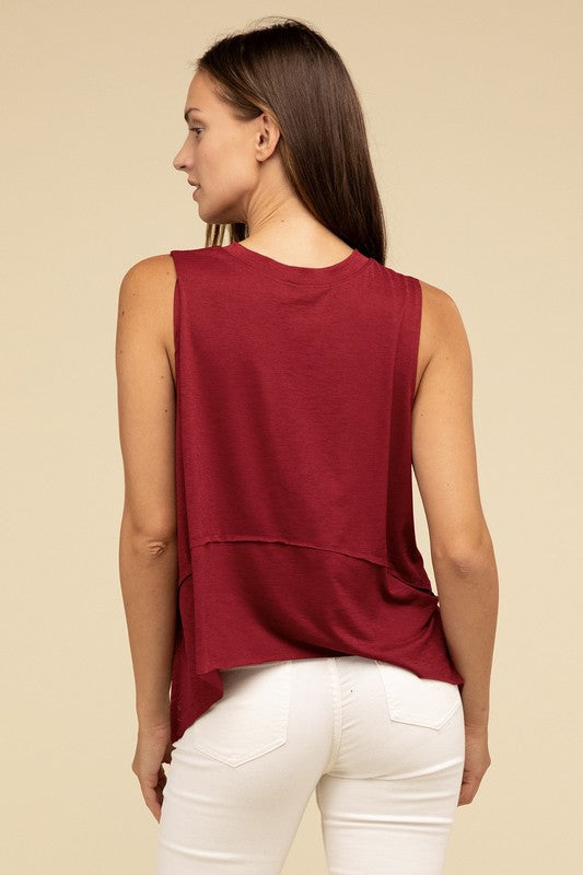 TEEK - Shark Bite Side Slit Short Sleeveless Top TOPS TEEK FG   