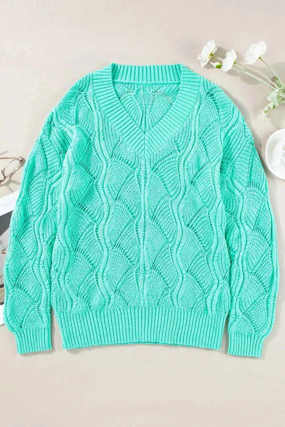 TEEK - Elegant Texture V-Neck Knit Top TOPS TEEK Trend