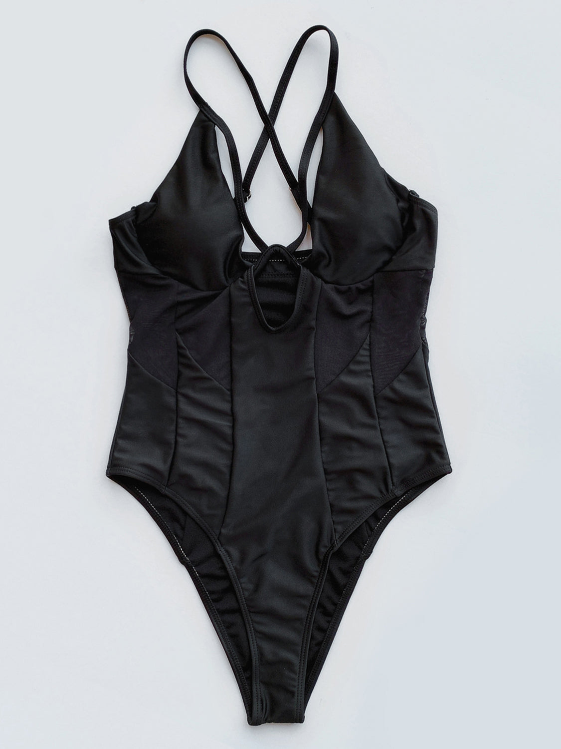 TEEK - Black Crisscross Spaghetti Strap One-Piece Swimwear SWIMWEAR TEEK Trend   