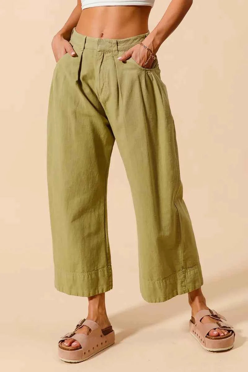 TEEK - Mid Rise Wide Leg Chino Pants With Pockets PANTS TEEK Trend