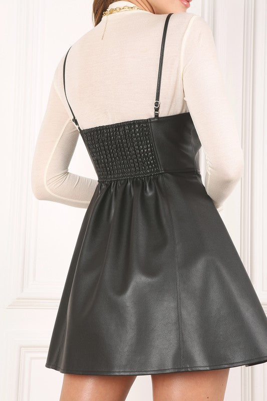 TEEK - Black Vegan Leather Bustier Dress DRESS TEEK FG   