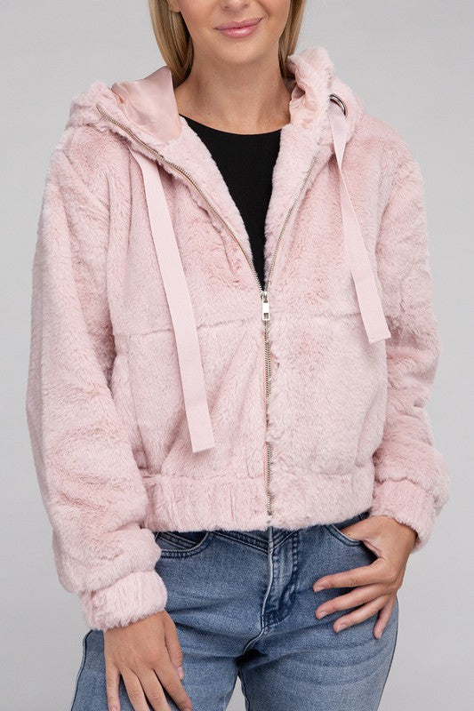 TEEK - Fluffy Zip-Up Teddy Hoodie JACKET TEEK FG Mauve S 