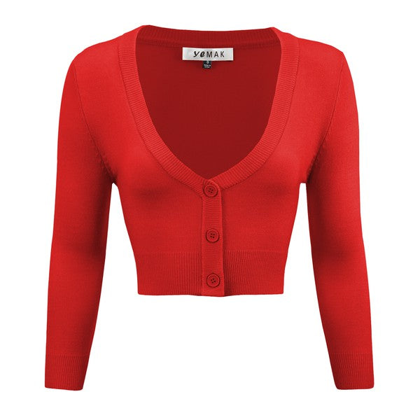 TEEK - Cropped Bolero 3/4 Sleeve Cardigan SWEATER TEEK FG Tomato S 