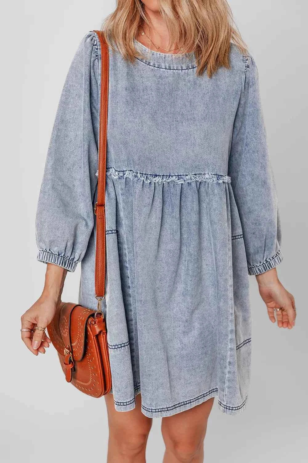 TEEK - Vintage Wash Denim Dress with Pockets DRESS TEEK Trend