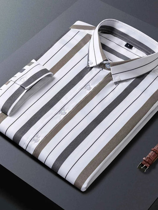 Men's Plus Size Striped Casual Half Sleeve Shirt Trendsi