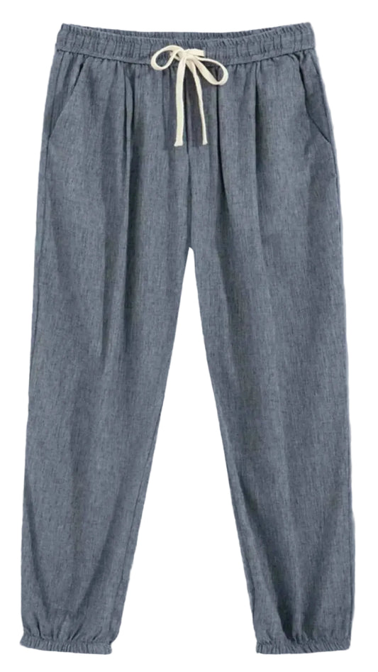 TEEK - Mens Plus Size Drawstring Loose Fit Pants Trendsi Grey M