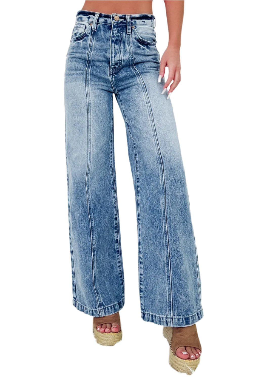 TEEK - High Waist Wide Leg Medium Wash Jeans JEANS TEEK Trend 6  