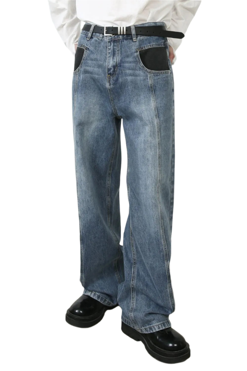 TEEK - Mens Mid Rise Pocketed Medium Wash Jeans JEANS TEEK Trend S