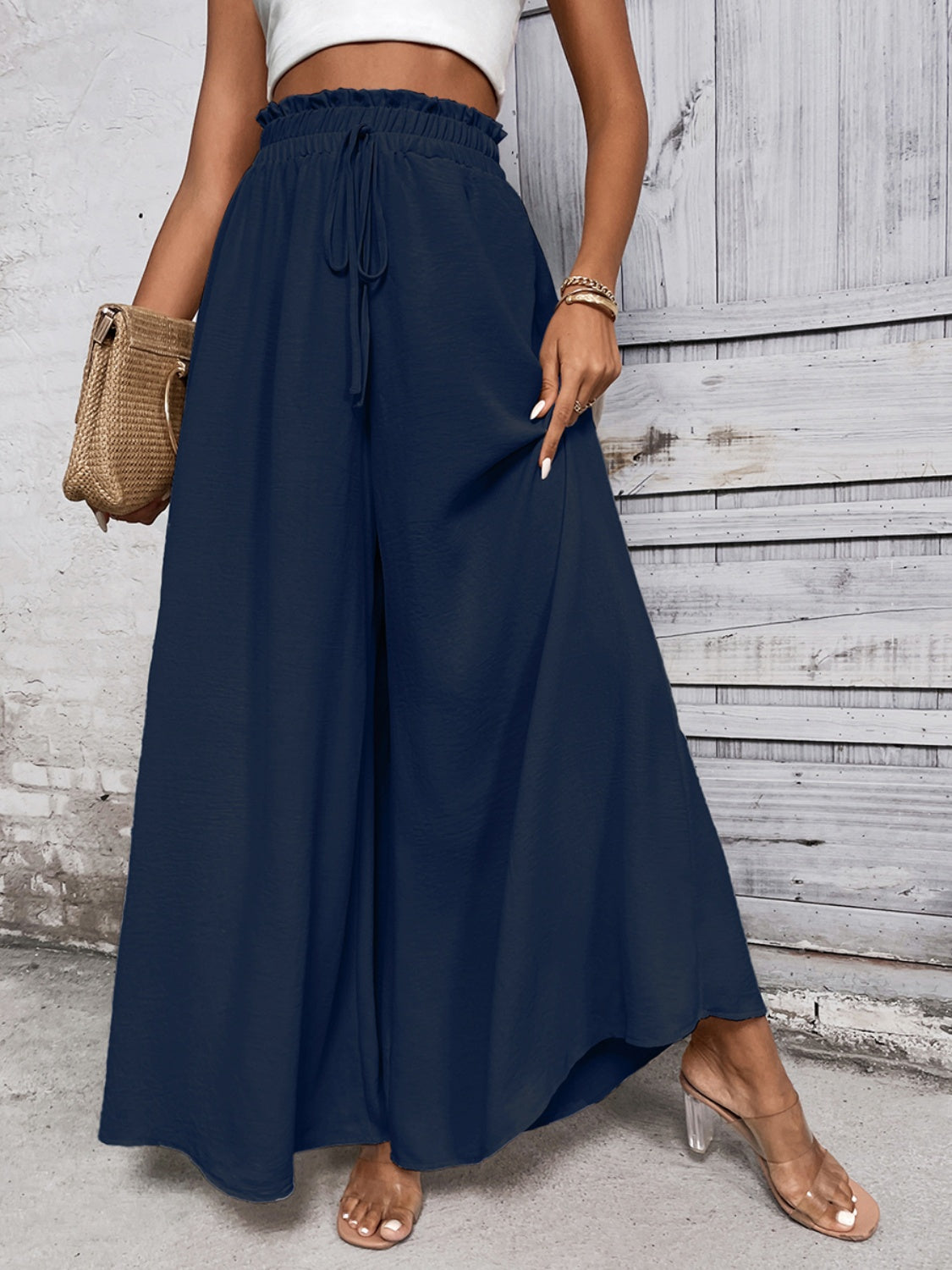 TEEK - Tied High Waist Wide Leg Pants PANTS TEEK Trend   