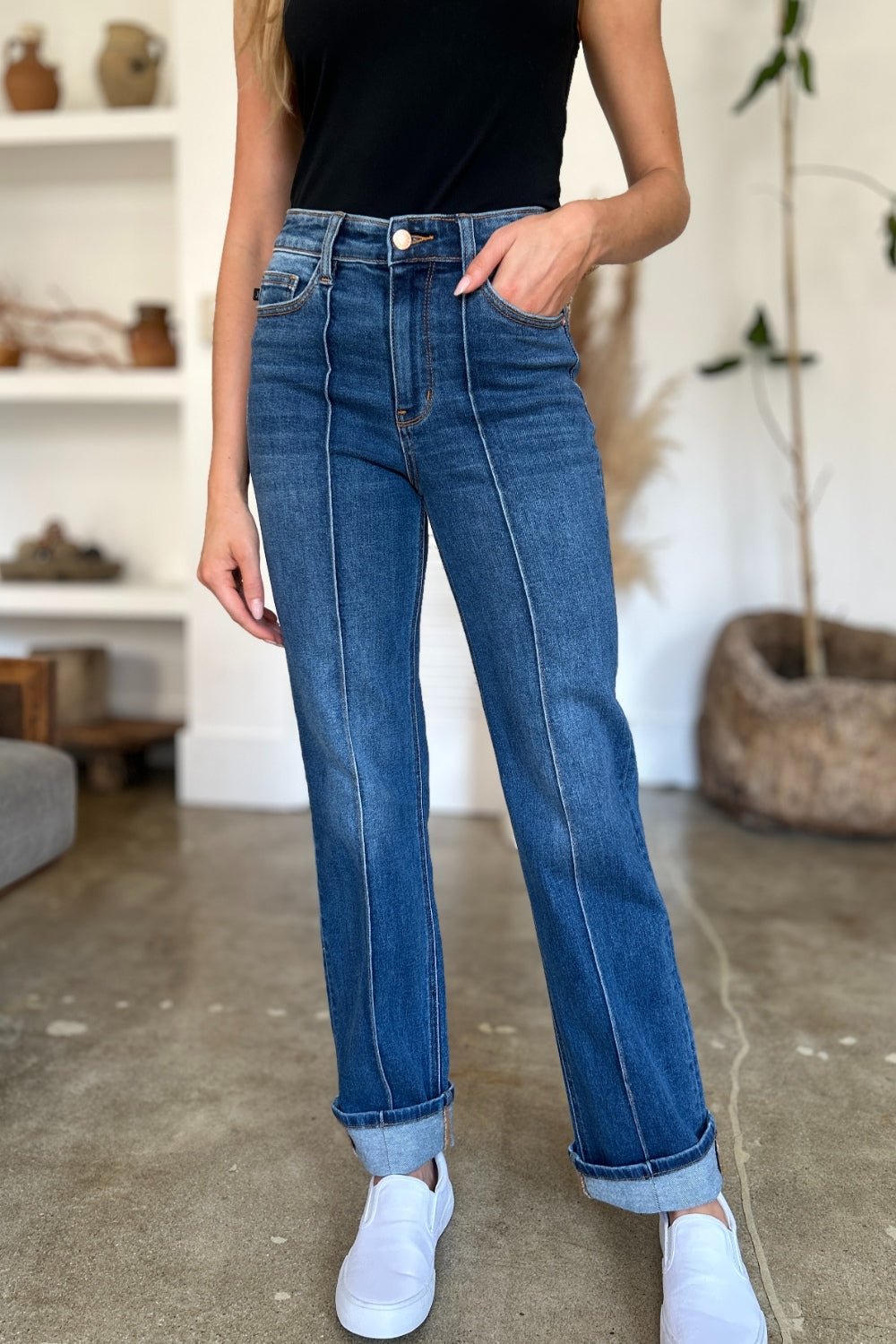 TEEK - JB Full Size High Waist Front Seam Straight Jeans  TEEK Trend   