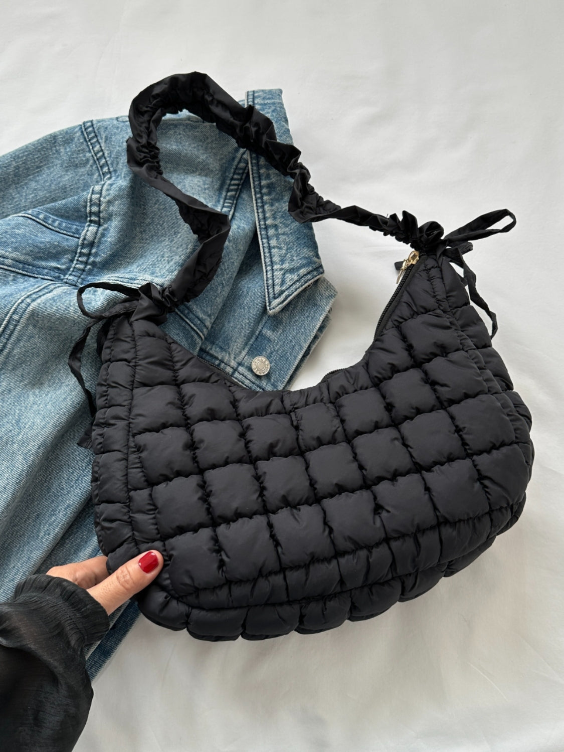 TEEK - Bubble Texture Ruched Strap Quilted Shoulder Bag BAG TEEK Trend