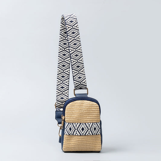 TEEK - Straw Braided Crossbody Bag BAG TEEK Trend Navy  