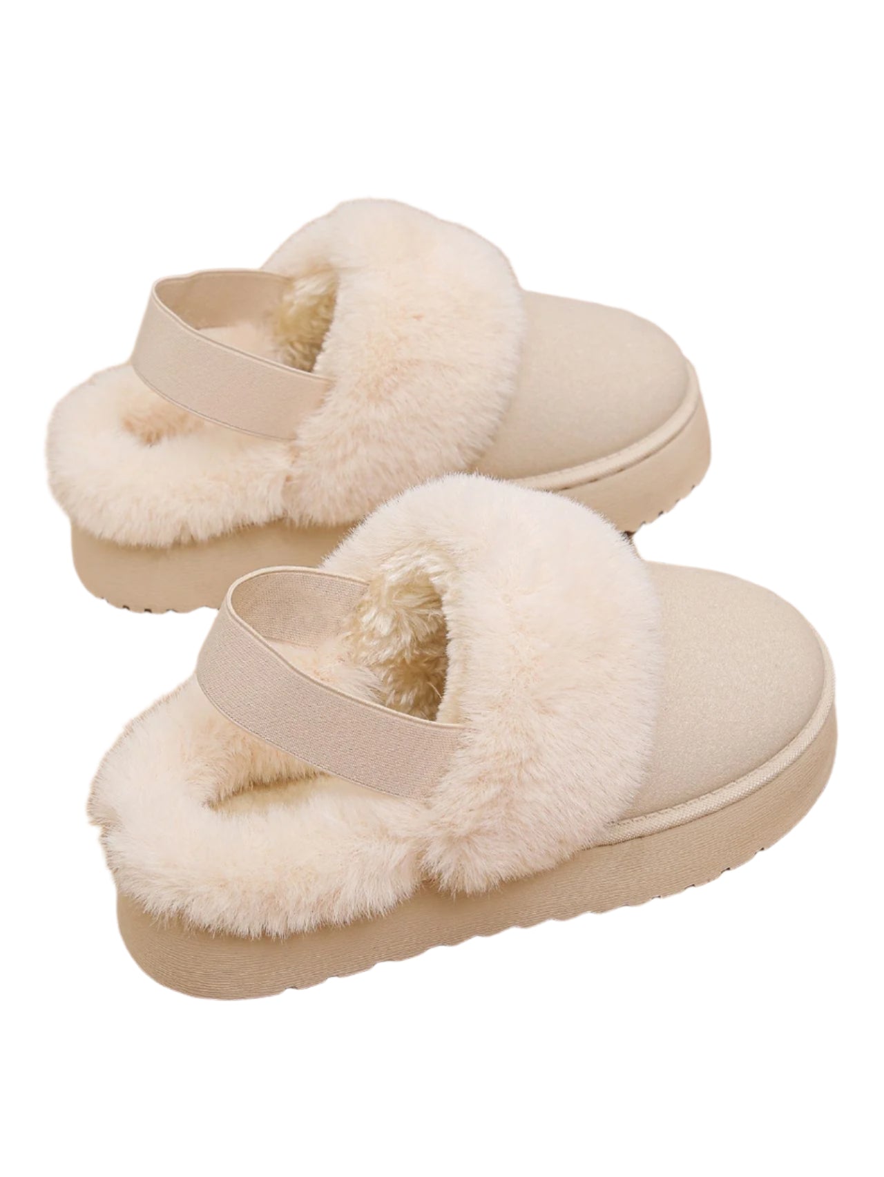 TEEK - Faux Fur Round Toe Platform Slippers SHOES TEEK Trend