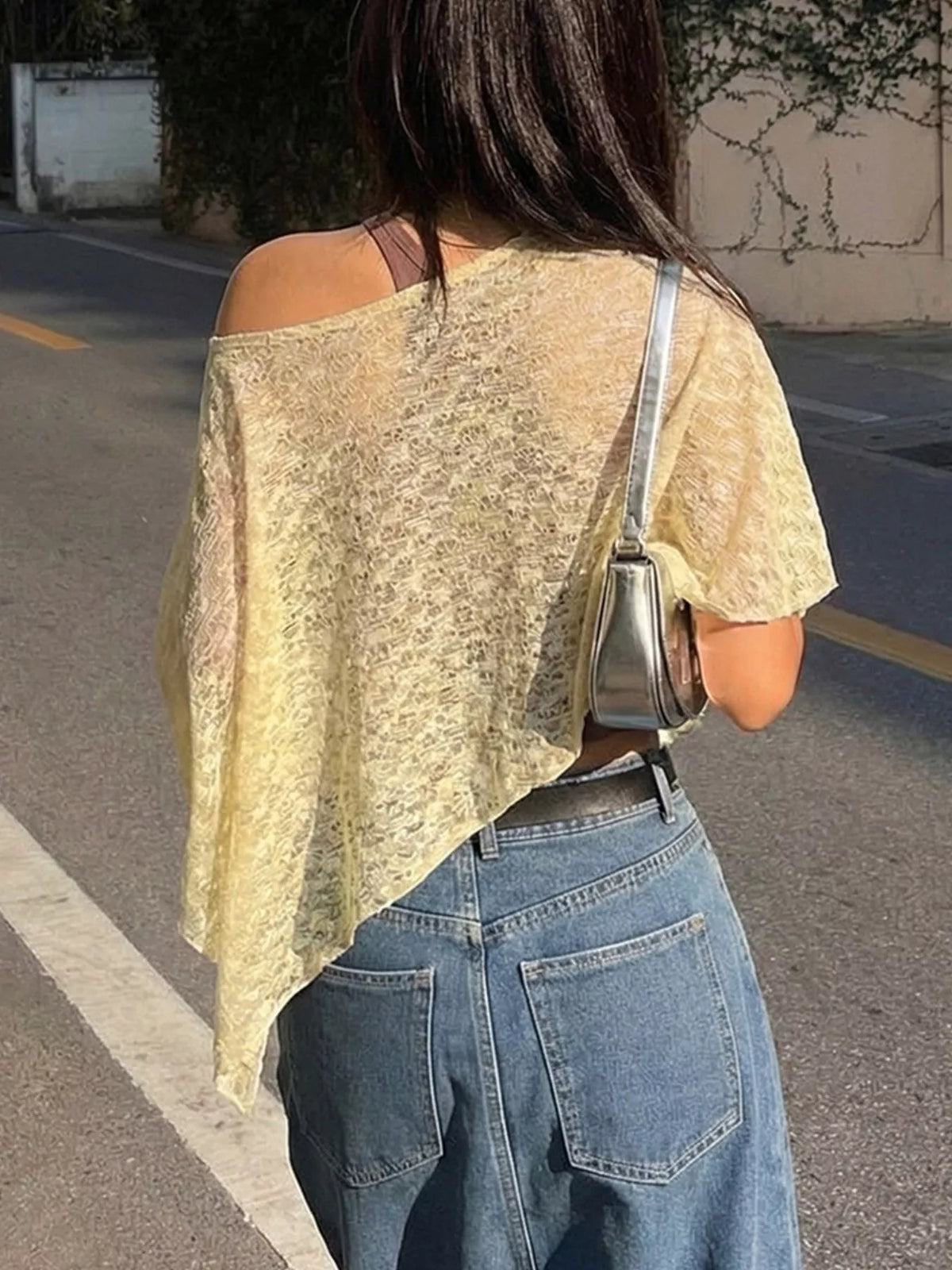 One Shoulder Long Sleeve Cover Up Trendsi