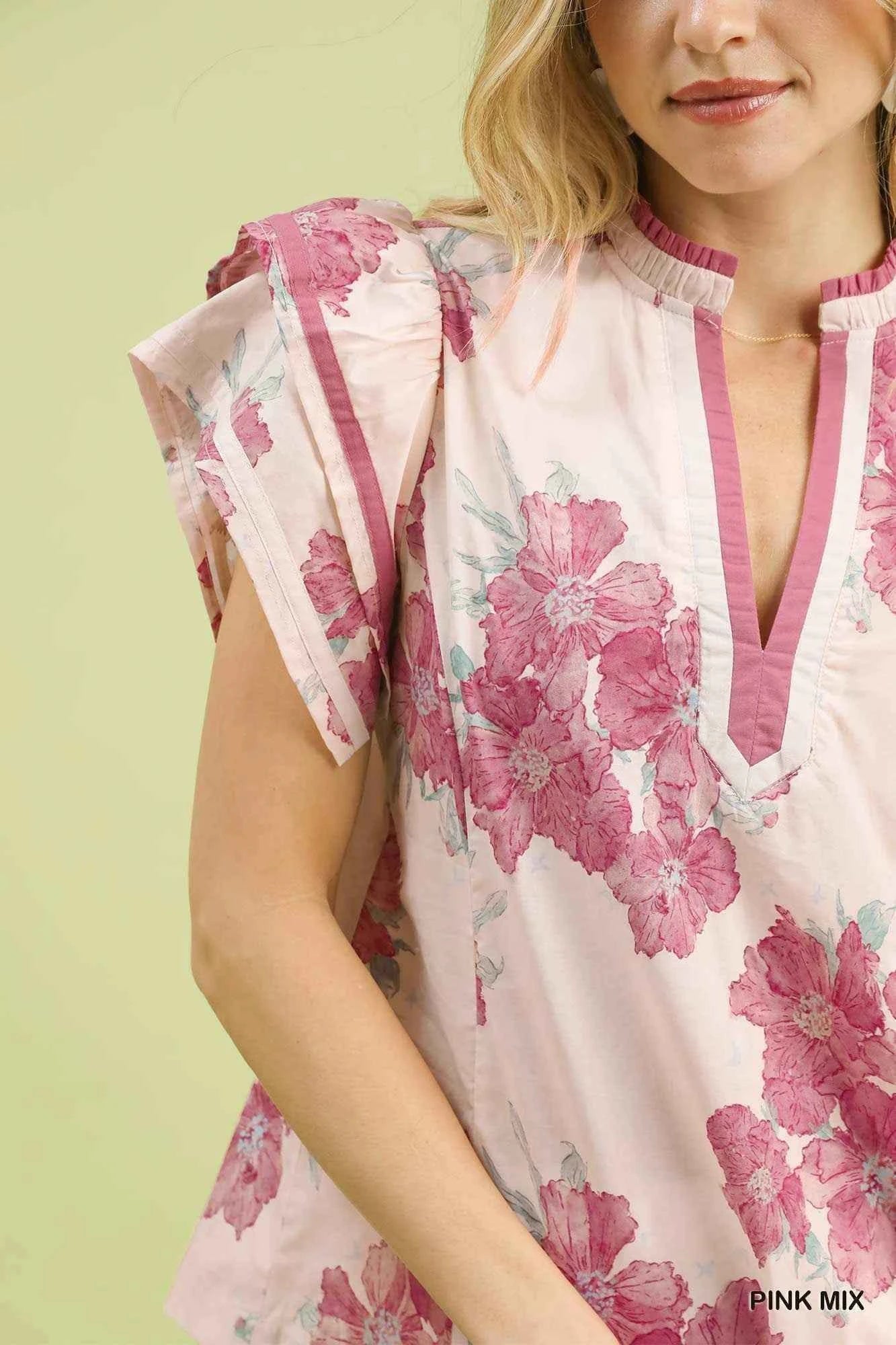 TEEK - Mix Floral Ruffle Sleeve Blouse TOPS TEEK Trend