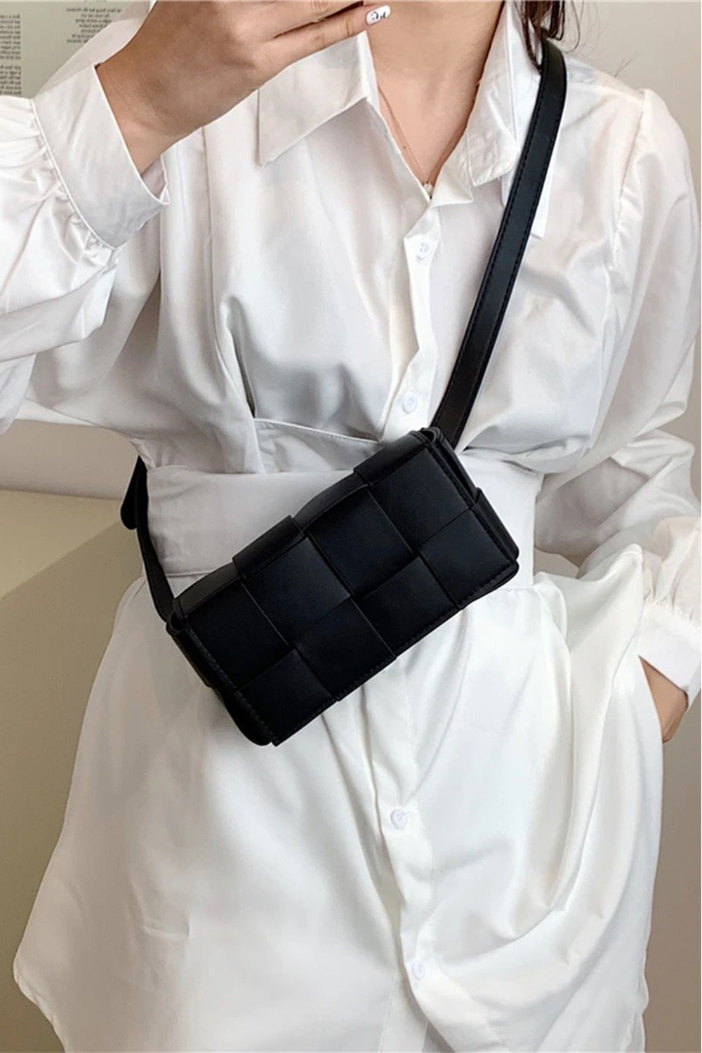 TEEK - Zenana Vegan Leather Woven Crossbody Bag BAG TEEK Trend Black  
