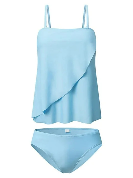 TEEK - Detachable Strap Top and Brief Swim Set SWIMWEAR TEEK Trend Misty  Blue S 