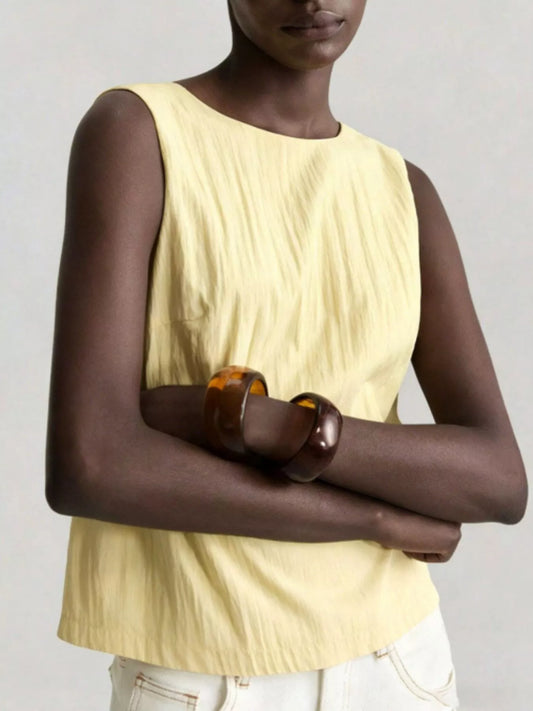 Textured Round Neck Tank Trendsi