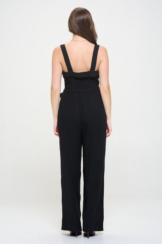 TEEK - PLUS SIZE SLEEVELESS ADJUSTABLE STRAP BUTTON JUMPSUIT JUMPSUIT TEEK FG   