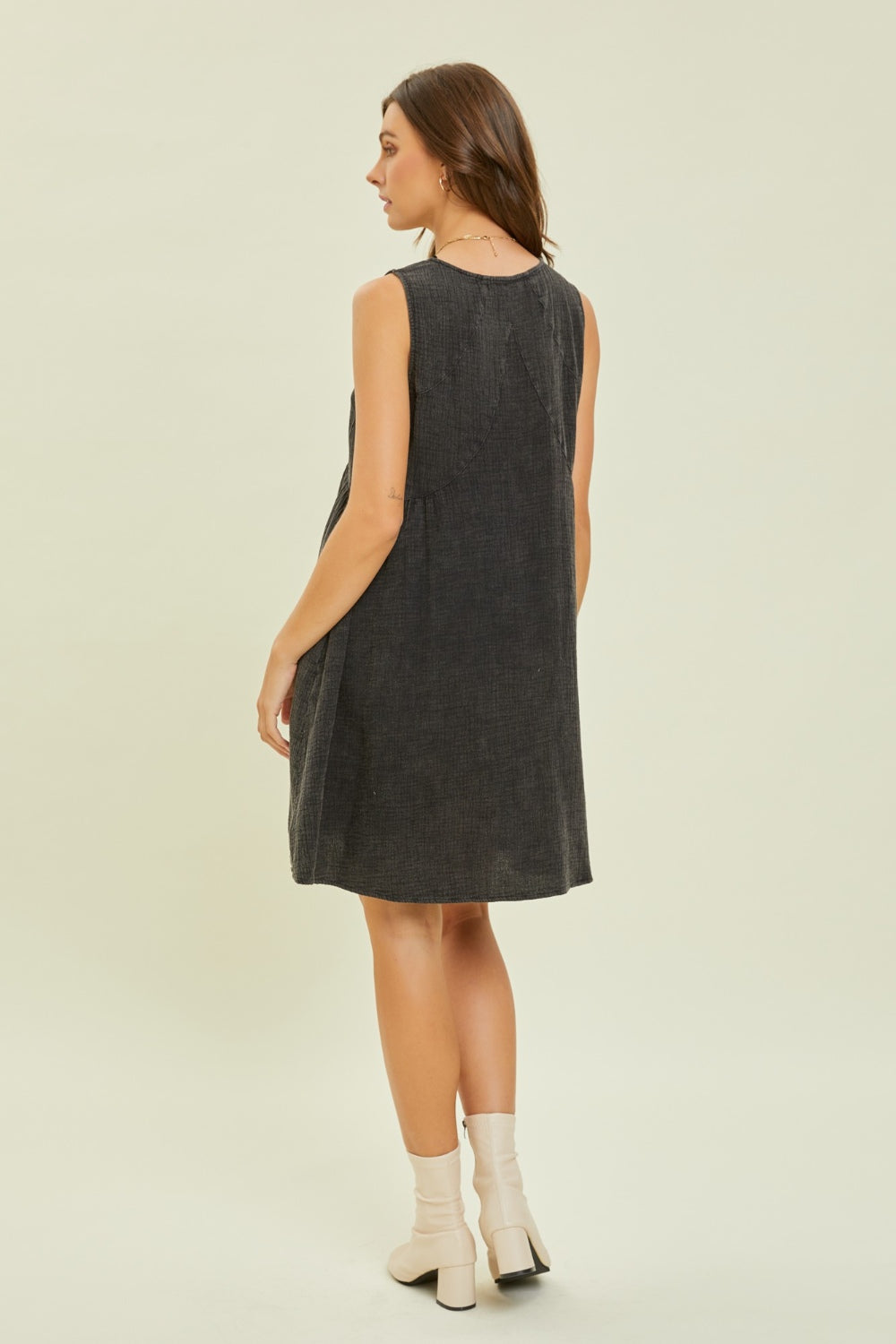 TEEK - Black Texture V-Neck Sleeveless Flare Dress DRESS TEEK Trend   