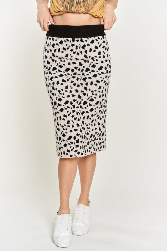 TEEK - PLUS SIZE ANIMAL PRINT SWEATER SKIRT SKIRT TEEK FG IVORY 1X/2X 