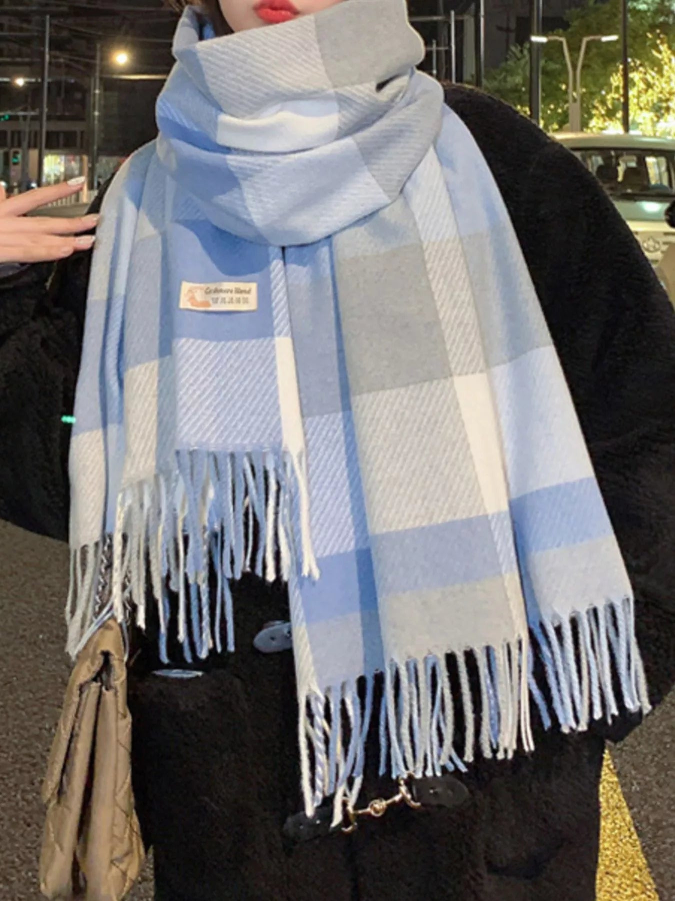 Fringe Plaid Scarf Trendsi