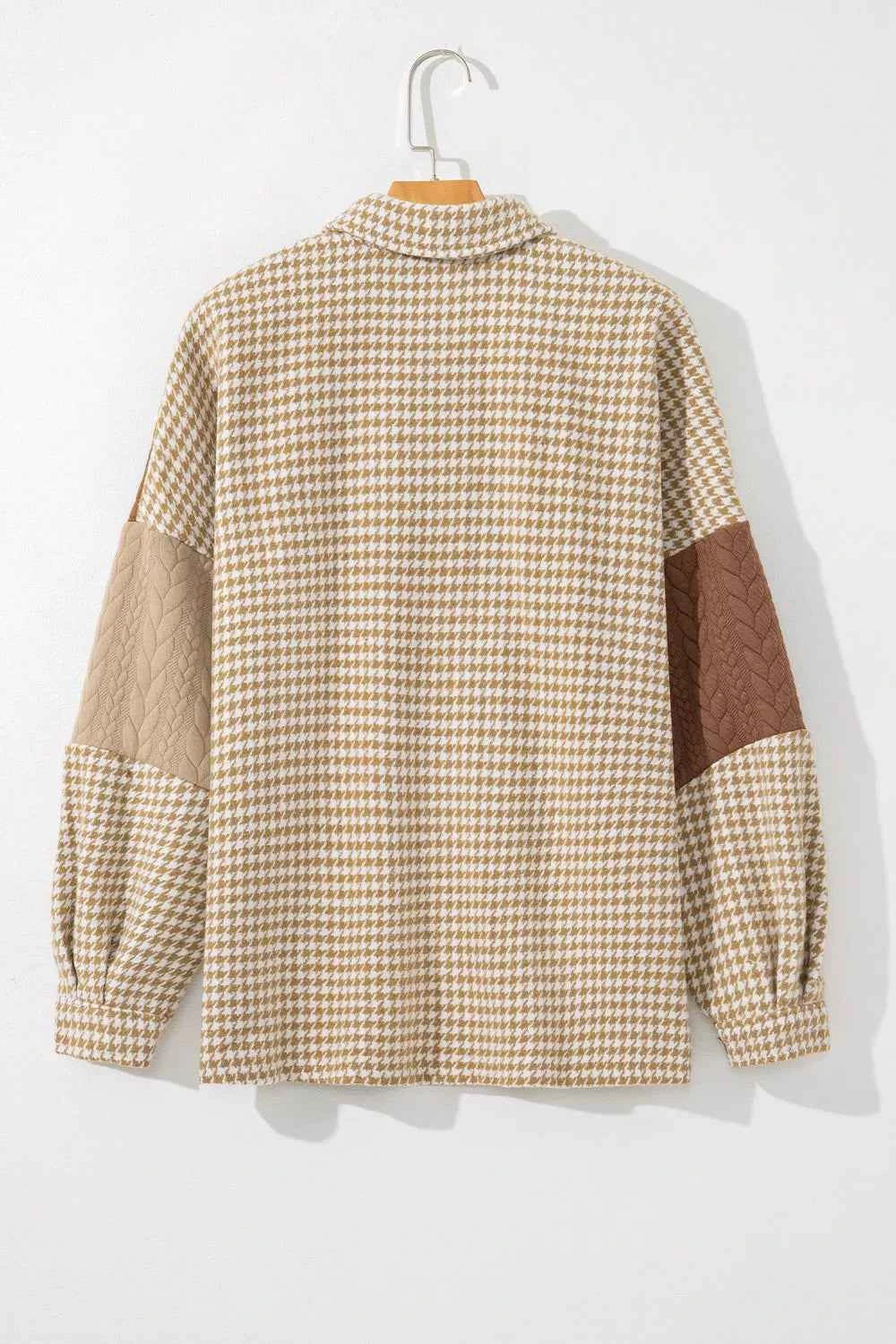 TEEK - Button Down Houndstooth Color Block Shacket TOPS TEEK Trend