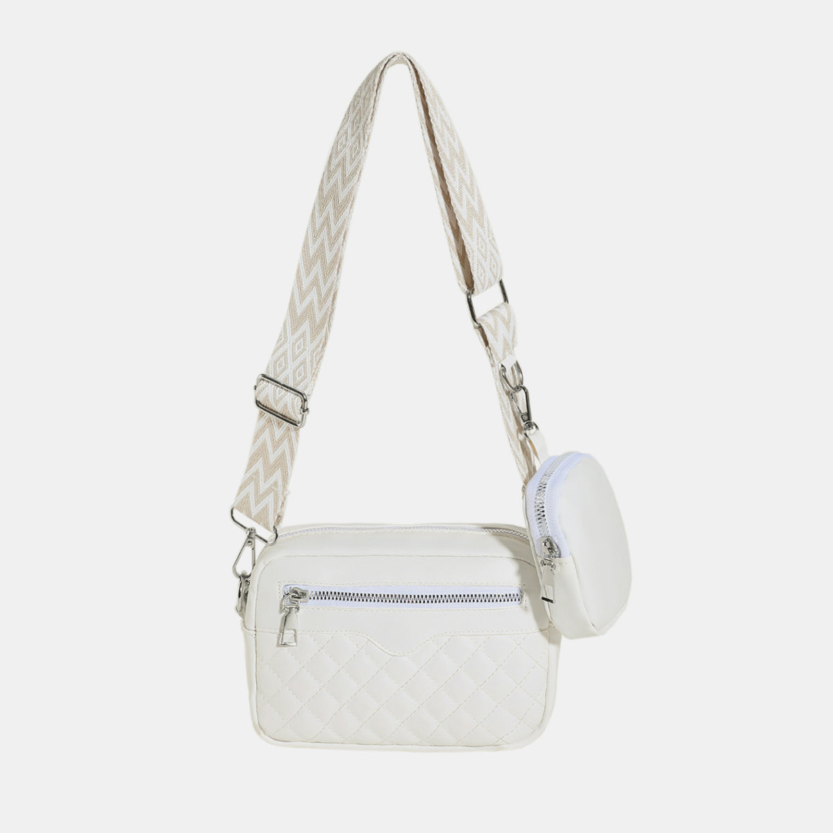 TEEK - Stitching Zipped Combo Shoulder Bag BAG TEEK Trend White  