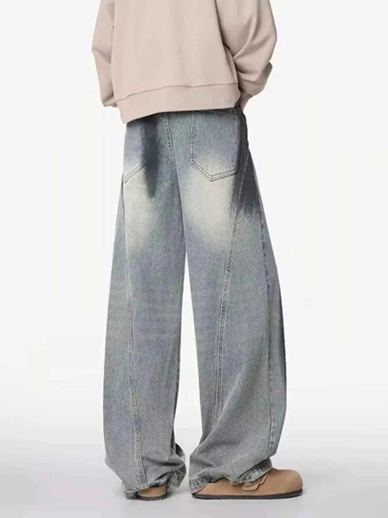 Men's Plus Size Distressed Wide Leg Jeans Trendsi