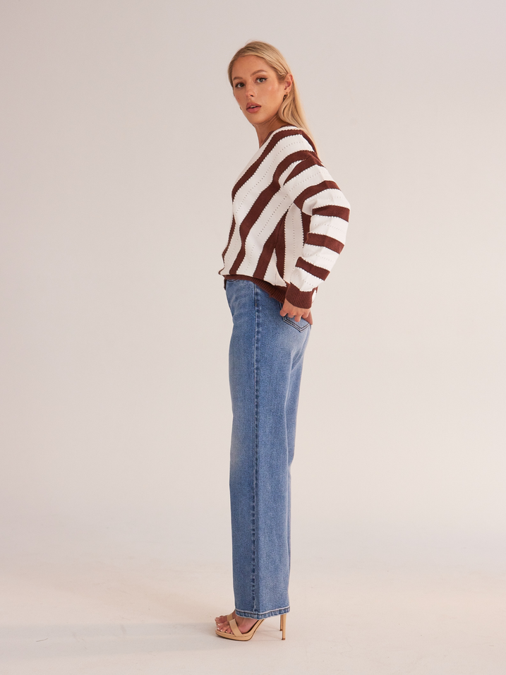 TEEK - V Stripe Pullover Knit Sweater SWEATER TEEK   