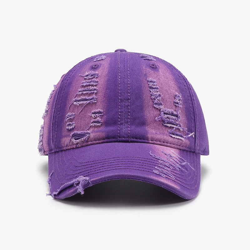 TEEK - Distressed Adjustable Cotton Baseball Cap HAT TEEK Trend Purple  